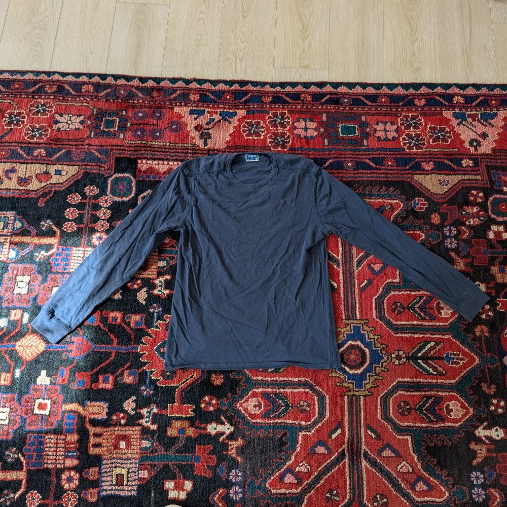 J. Crew Mens Long Sleeve Slub Cotton Tee Blue Medium